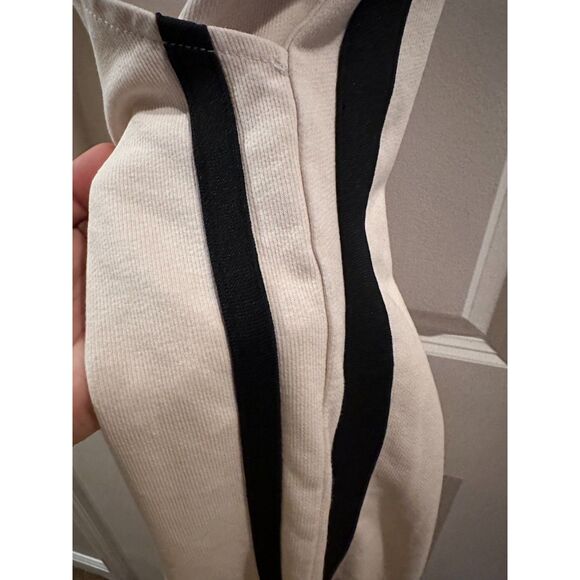 Commence Women's Beige Black Stripe Adjustable Ankle Scuba Fit Joggers Size M - Picture 3 of 13